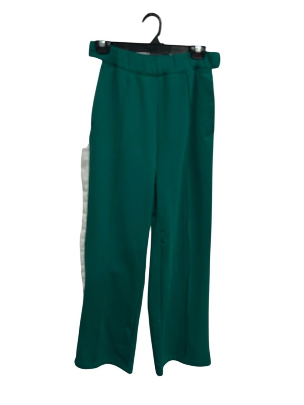 Powersoft Medium Green Wide Leg Pants White Side Stripes Cozycore Minimalist